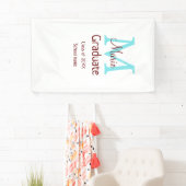 卒業生の名前モノグラム緑ピンクシンプルのミニム 横断幕 (インサイチュ)