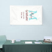 卒業生の名前モノグラム緑ピンクシンプルのミニム 横断幕 (トレードショー)