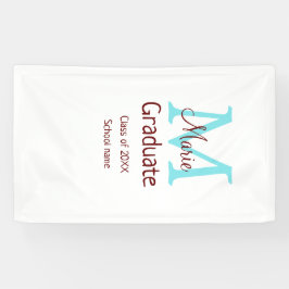 卒業生の名前モノグラム緑ピンクシンプルのミニム 横断幕