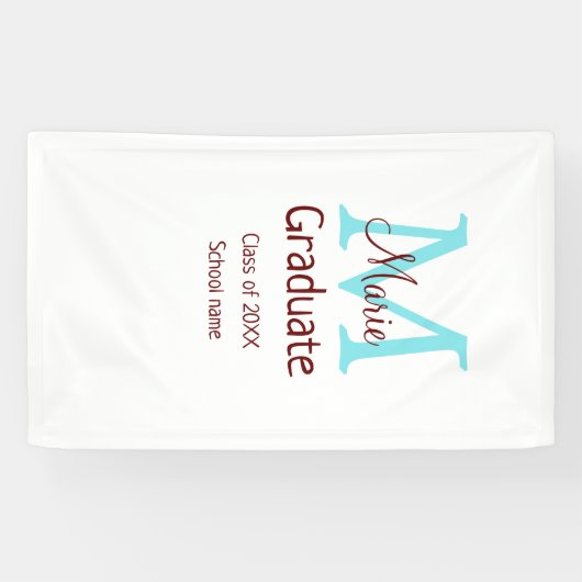 卒業生の名前モノグラム緑ピンクシンプルのミニム 横断幕 (横)