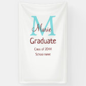 卒業生の名前モノグラム緑ピンクシンプルのミニム 横断幕 (縦)