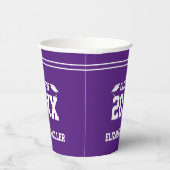 卒業生の名前王室の紫と白 紙コップ (右)