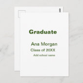 卒業生の名前 学校名 20XX年クラス シンプル ポストカード (正面/裏面)