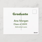 卒業生の名前 学校名 20XX年クラス シンプル ポストカード (裏面)