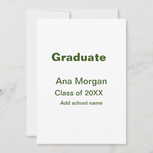 卒業生の名前 学校名 20XX年クラス シンプル 招待状 (正面)