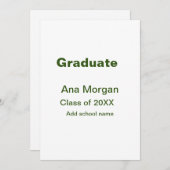 卒業生の名前 学校名 20XX年クラス シンプル 招待状 (正面/裏面)