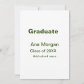 卒業生の名前 学校名 20XX年卒業 シンプル 招待状 (裏面)