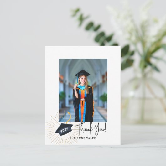 卒業生の帽子ありがとう写真 ポストカード (スタンド正面)