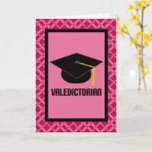 卒業生の帽子が付いている卒業生総代の卒業カードギフト カード (黄色い花)