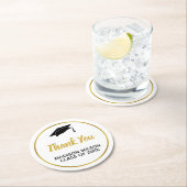 卒業生の帽子は大学院の名前との感謝していしています ラウンドペーパーコースター (インサイチュ)