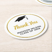 卒業生の帽子は大学院の名前との感謝していしています ラウンドペーパーコースター (アングル)