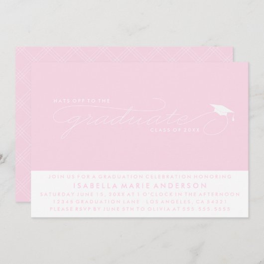 卒業生の帽子 |卒業招待状 招待状 (正面/裏面)