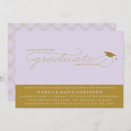卒業生の帽子 |卒業招待状 招待状 (正面/裏面)