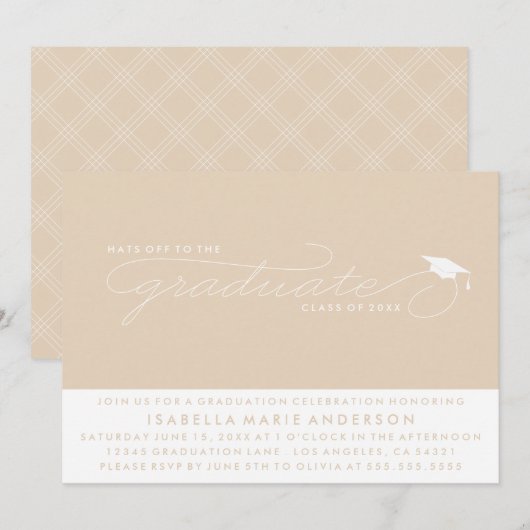 卒業生の帽子 |卒業招待状 招待状 (正面/裏面)