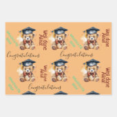 卒業生の成績パーティーかわいいクマ ラッピングペーパーシート (正面3)