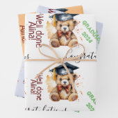 卒業生の成績パーティーかわいいクマ ラッピングペーパーシート (インサイチュ)