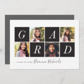 卒業生の数々の写真のコラージュの格子|卒業パーティー 招待状 (正面/裏面)