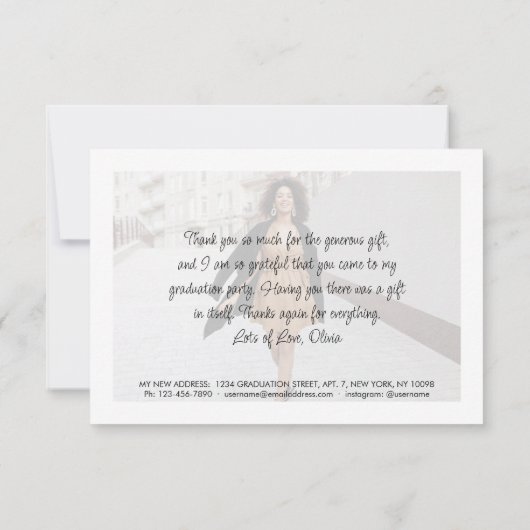 卒業生の新しいアドレス卒業愛感謝してい& サンキューカード (裏面)