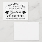 卒業生の白黒おめでとうカスタム。 ノートカード (正面/裏面)