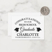 卒業生の白黒おめでとうカスタム。 ノートカード (正面/裏面インサイチュ)