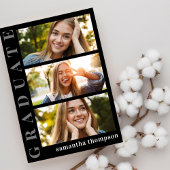 卒業生の白黒ミニマルモダンリスト写真 案内状