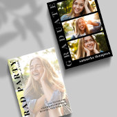 卒業生の白黒ミニマルモダンリスト写真 案内状