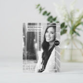 卒業生の白黒モダン写真 インビテーションポストカード (スタンド正面)