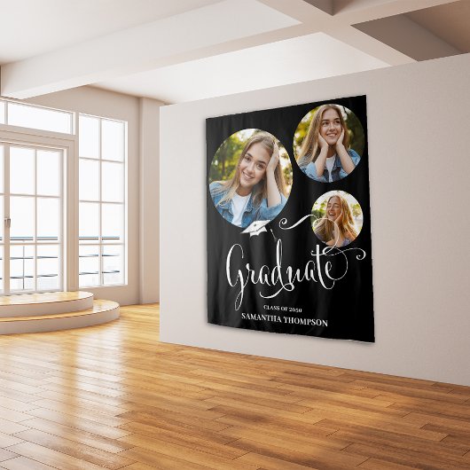 卒業生の白黒写真パーティー タペストリー