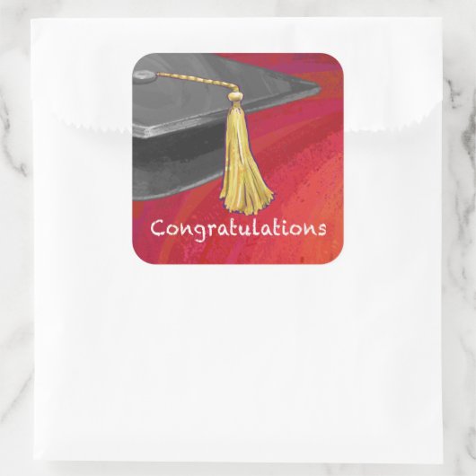 卒業生の白黒 スクエアシール (バッグ)