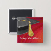 卒業生の白黒 缶バッジ (正面&裏面)