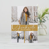 卒業生の縦型3枚の写真卒業のお知らせ 案内状 (スタンド正面)