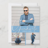 卒業生の縦型3枚の写真卒業のお知らせ 案内状 (正面)