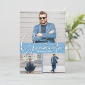 卒業生の縦型3枚の写真卒業のお知らせ 案内状 (スタンド正面)