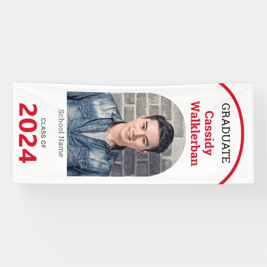 卒業生の赤い写真卒業 横断幕 (横)