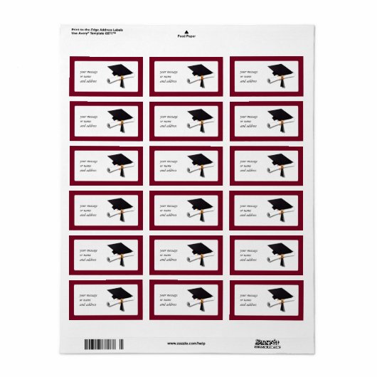 卒業生の赤い色 ラベル (フルシート)