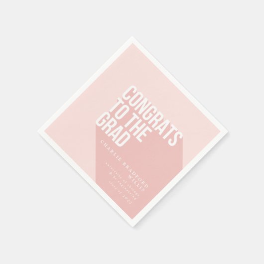 卒業生の赤面への長い影のおめでとう スタンダードカクテルナプキン (角)
