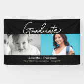 『卒業生の過去と現在』の赤ちゃん写真と卒業写真 横断幕 (横)