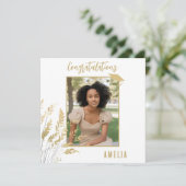 卒業生の金ゴールドの葉写真 カード (スタンド正面)