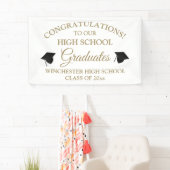 卒業生の金ゴールドカスタム卒業 横断幕 (インサイチュ)