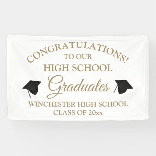 卒業生の金ゴールドカスタム卒業 横断幕 (横)