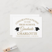 卒業生の金ゴールド白カスタム杯 カード (正面/裏面インサイチュ)