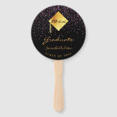 卒業生の黒い金ゴールド紫の写真 ハンドファン (正面)