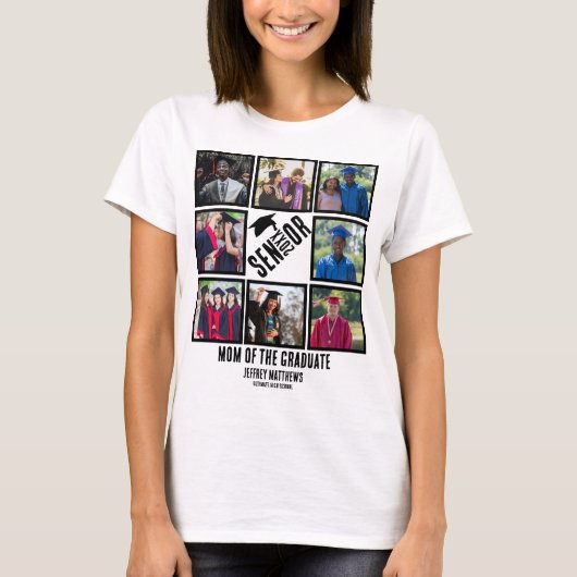 卒業生の8枚の写真コラージュの母のためのカスタムギフト Tシャツ (正面)
