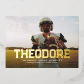 卒業生はっきりしたのスポーツ写真卒業の名前 箔招待状 (正面)