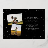 卒業生はっきりしたのスポーツ写真卒業の名前 箔招待状 (裏面)