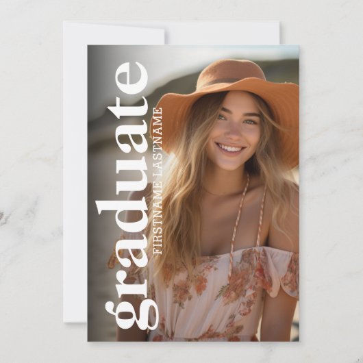 卒業生はっきりしたの写真 – タイポグラフィ – 卒業パーティー 招待状 (正面)