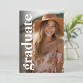 卒業生はっきりしたの写真 – タイポグラフィ – 卒業パーティー 招待状 (スタンド正面)