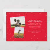 卒業生はっきりした名アスリート写真赤卒業 招待状 (裏面)