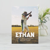 卒業生はっきりした名シンプルスポーティ写真卒業 招待状 (スタンド正面)