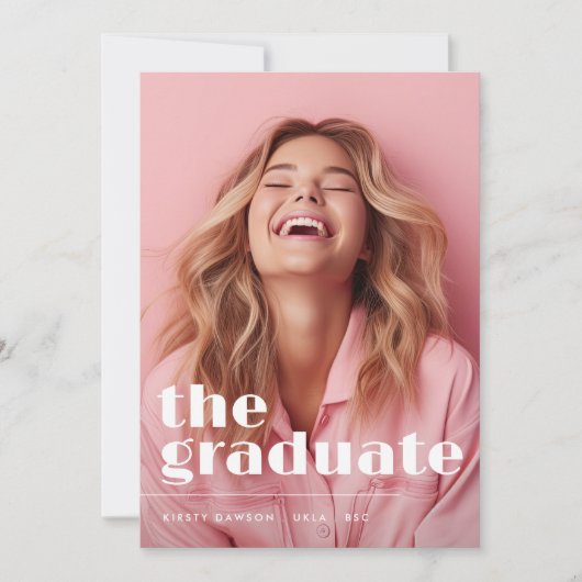 卒業生はっきりした脚本2枚の写真卒業 案内状 (正面)